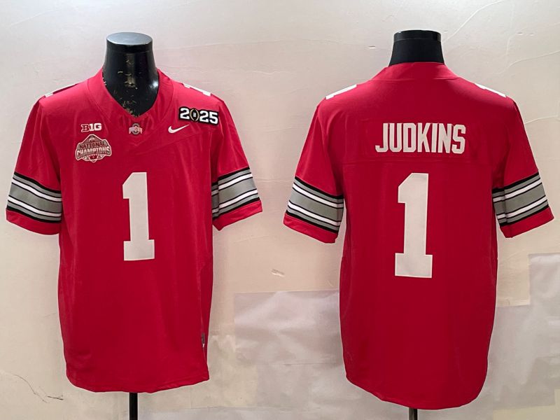 Men Ohio State Buckeyes #1 Judkins Red Three generations Nike 2025 NCAA Jersey